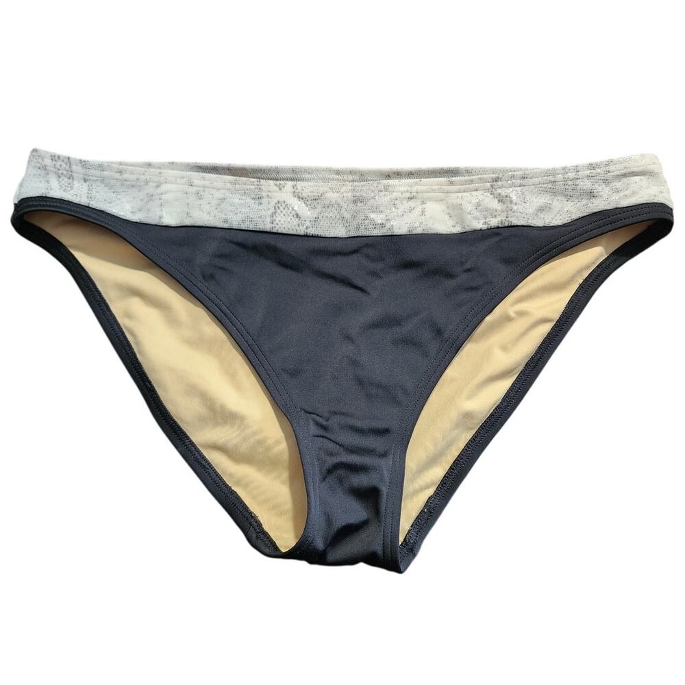 Victoria's Secret Black Snake Skin Waist Band Bikini Bottoms Size Medium